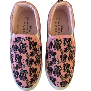 Disney‎ New Size 4 Minnie Mouse Girls Slip On Pink Glitter Sneakers
